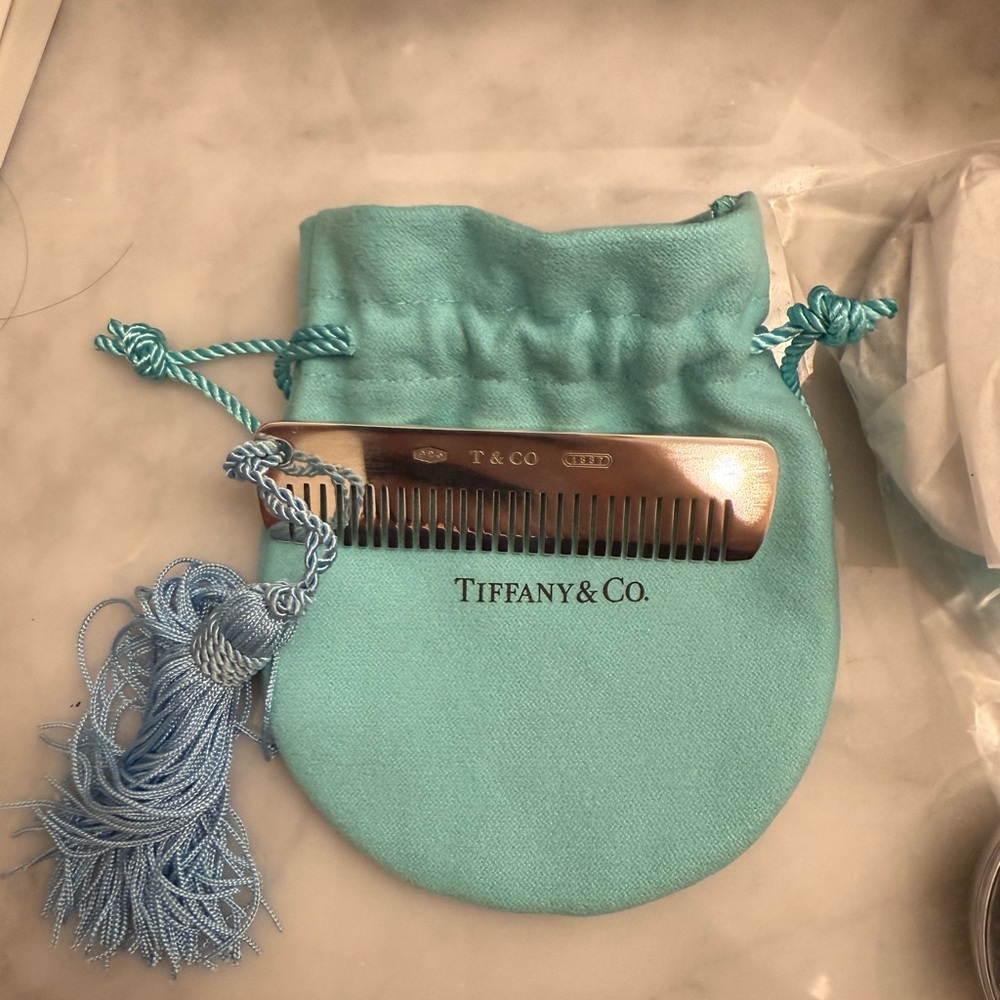 Tiffany & Co. Silver Comb with Blue Pouch